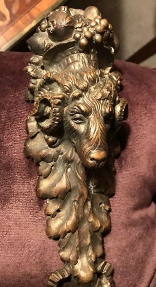 Antique Bronze Ornate Rams Head Furniture Mounts 3