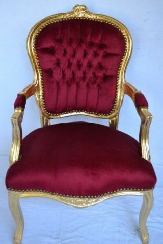 LOUIS XV ARM CHAIR FRENCH STYLE CHAIR VINTAGE FURNITURE BURGUNDI AND GOLD 2