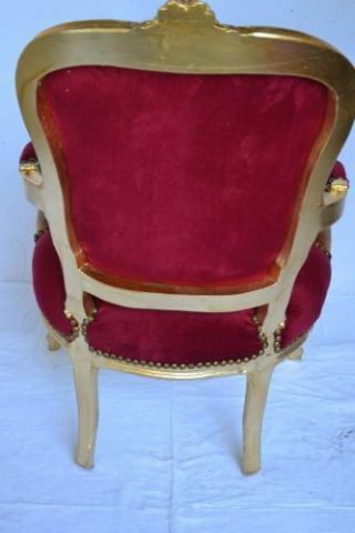 LOUIS XV ARM CHAIR FRENCH STYLE CHAIR VINTAGE FURNITURE BURGUNDI AND GOLD 3