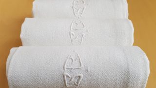 12 Antique French Pure Linen Napkins Hand Monogrammed Sc