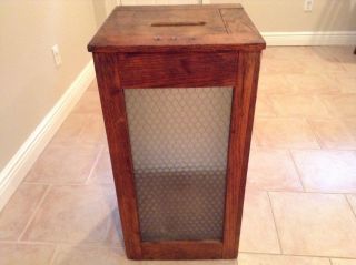 Antique Wood And Glass Ballot Box