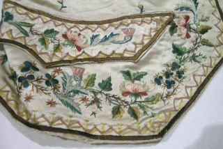 18thc Hand Embroidered Ivory Silk Waistcoat a/f (2) 2
