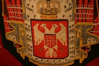 ANTIQUE HAND WOVEN TAPESTRY,  SERBIAN COAT OF ARMS,  LARGE MUSEUM 3