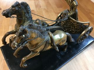 Antique Large Grand Tour Roman Bronze Chariot Racer Marble Base 19th Century 6