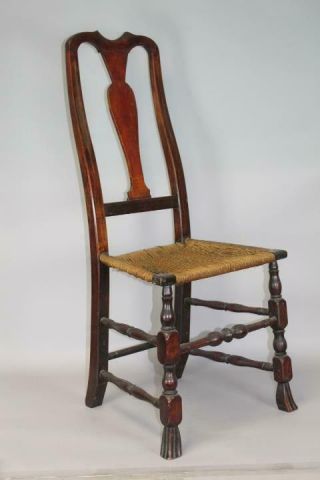 Rare 18th C Norwich,  Ct Qa Chair Bold Spanish Feet With Carved Crest Old Surface