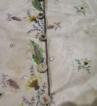 18thc Hand Embroidered Ivory Silk Waistcoat a/f 7