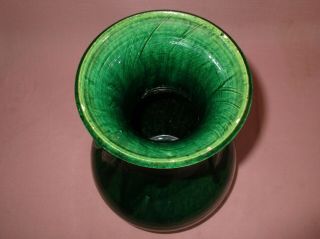 Antique early JB Cole North Carolina Art Pottery Large Malachite Green Vase 17 