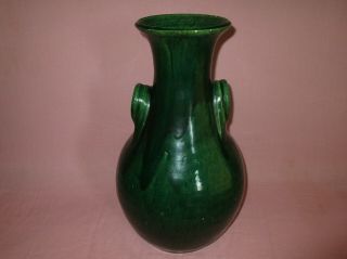 Antique Early Jb Cole North Carolina Art Pottery Large Malachite Green Vase 17 "