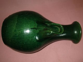 Antique early JB Cole North Carolina Art Pottery Large Malachite Green Vase 17 