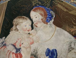19thc Needlepoint Tapestry Mother & Children 2