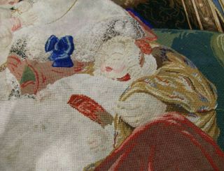 19thc Needlepoint Tapestry Mother & Children 3