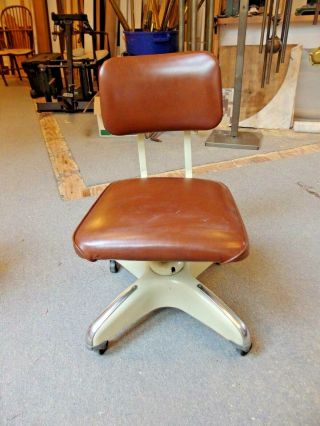 Vg Vintage Industrial Design Art Deco Mcm Metal Tanker Desk Office Swivel Chair