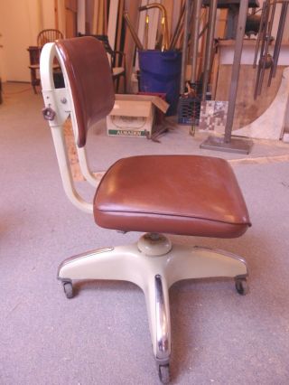 VG Vintage Industrial Design Art Deco MCM Metal Tanker Desk Office Swivel Chair 2