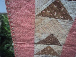 Rare Pair Antique Early Doll Quilts Flying Geese 16 x 17 ca 1890 1910 3