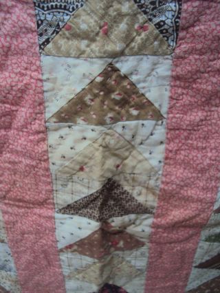 Rare Pair Antique Early Doll Quilts Flying Geese 16 x 17 ca 1890 1910 4
