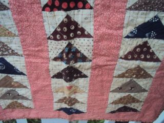 Rare Pair Antique Early Doll Quilts Flying Geese 16 x 17 ca 1890 1910 9