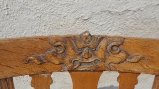 Antique Oak Northwind? Gothic Medieval Carved Wood Rocking Chair Rocker 2