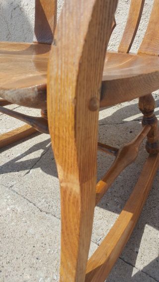 Antique Oak Northwind? Gothic Medieval Carved Wood Rocking Chair Rocker 4