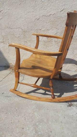 Antique Oak Northwind? Gothic Medieval Carved Wood Rocking Chair Rocker 6