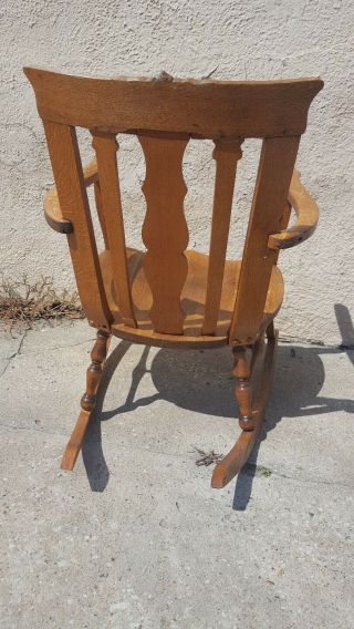 Antique Oak Northwind? Gothic Medieval Carved Wood Rocking Chair Rocker 7