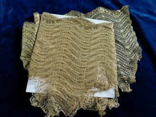 300 X 28 CM ANTIQUE FINE GOLD METALLIC LACE FLOUNCE / TRIM / EDGING 8