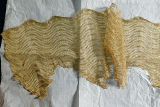 300 X 28 CM ANTIQUE FINE GOLD METALLIC LACE FLOUNCE / TRIM / EDGING 9