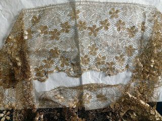 260 X 26 CM ANTIQUE GOLD METALLIC LACE FLOUNCE / EDGING 2