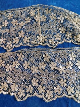 260 X 26 CM ANTIQUE GOLD METALLIC LACE FLOUNCE / EDGING 7