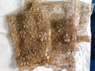 260 X 26 CM ANTIQUE GOLD METALLIC LACE FLOUNCE / EDGING 8