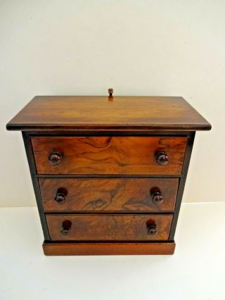 ANTIQUE CHEST OF DRAWERS JEWELLERY BOX,  LOCKING WITH HIDDEN COMPARTMENT,  c1901 - 10 12