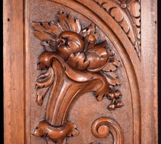 Antique French Highly Carved Panels in Walnut Wood Salvage w/Flowers 6