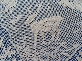 A VINTAGE LINEN TABLECLOTH WITH MARY CARD THE WOODLANDERS CROCHET EDGING 2