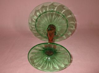 Antique Steuben Art Glass Carder Era Green & Amber Compote Vase 8 