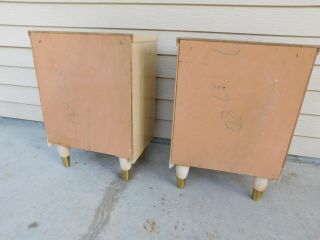 Pair Retro Space Age Mid Century Modern Blond Mahogany Nightstands End Tables 12