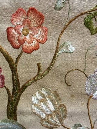 STUNNING VINTAGE HAND EMBROIDERED PICTURE PANEL JACOBEAN TREE OF LIFE HOHO BIRD 5