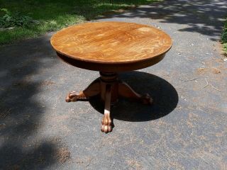 Antique Oak Claw Foot Round Extension Dining Room Table