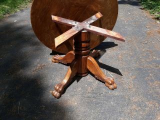 Antique Oak Claw Foot Round Extension Dining Room Table 2