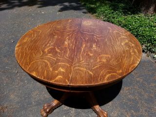 Antique Oak Claw Foot Round Extension Dining Room Table 3