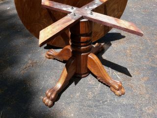 Antique Oak Claw Foot Round Extension Dining Room Table 6