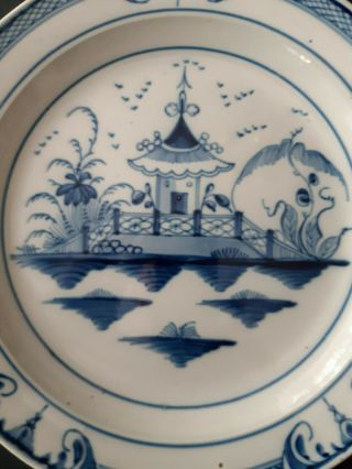 18th Century Pearlware or Creamware Blue and White Chinese Pattern Plate 2