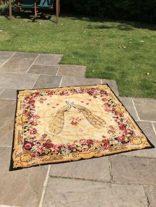 Lg Antique Chenille 1920’s Carpet Rug Throw Vintage Textile Curtain Wall Hanging 2