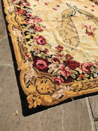 Lg Antique Chenille 1920’s Carpet Rug Throw Vintage Textile Curtain Wall Hanging 3