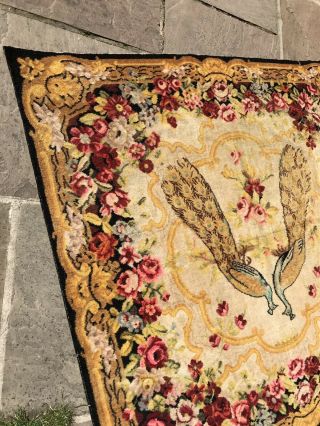 Lg Antique Chenille 1920’s Carpet Rug Throw Vintage Textile Curtain Wall Hanging 5