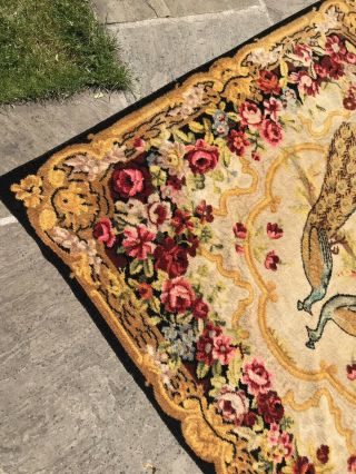 Lg Antique Chenille 1920’s Carpet Rug Throw Vintage Textile Curtain Wall Hanging 6