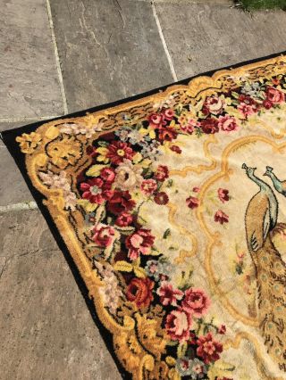 Lg Antique Chenille 1920’s Carpet Rug Throw Vintage Textile Curtain Wall Hanging 7