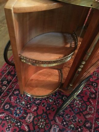 Vintage Italian Inlaid Wood & Brass Serving Bar Tea Cart Tray Gorgeous 10