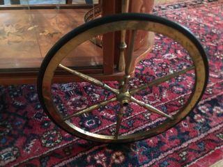 Vintage Italian Inlaid Wood & Brass Serving Bar Tea Cart Tray Gorgeous 7