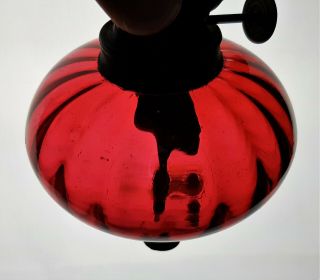 Pair Victorian Cranberry Kerosene Oil Miniature Peg Lamps Lamp Burner Shade Ring 4