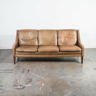 Mid Century Danish Modern Sofa Couch Leather Borge Mogensen Rosewood Denmark Mcm 2