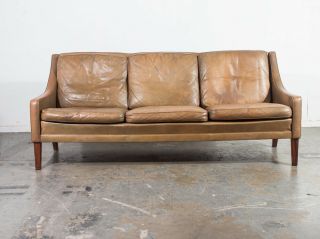 Mid Century Danish Modern Sofa Couch Leather Borge Mogensen Rosewood Denmark Mcm 3